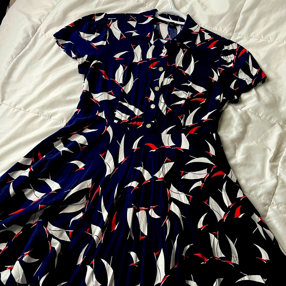 Chaps petite sail boat pattern dress